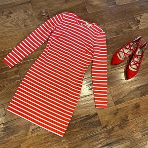 Michael Kors Red/White Striped Bodycon Dress, XS